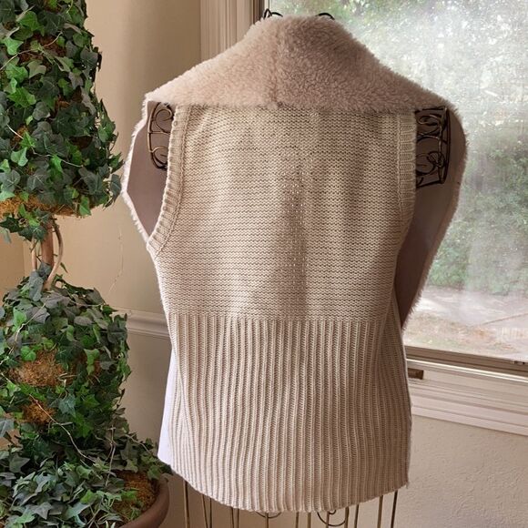 Chelsea&Theodore Faux Shearling Sweater Vest Sz S - Picture 3 of 11